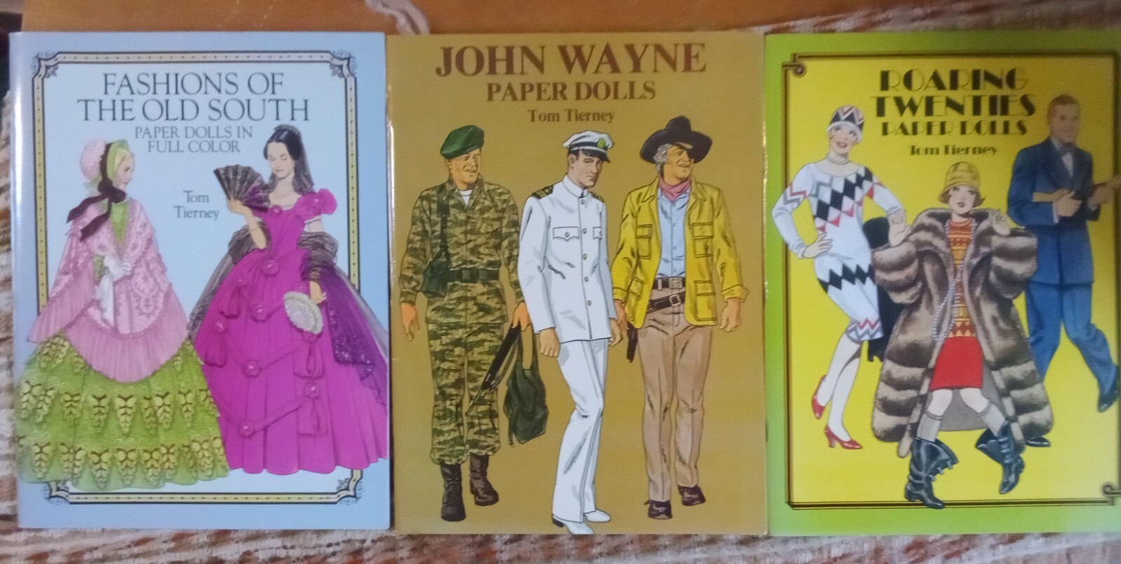 3 Books of Paper Dolls by T. Tierney ~J. Wayne, Roaring 20's, Fashions Old South