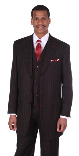 Traje de moda para hombre de 3 botones puntiagudo 36"" chaqueta larga con cuello chaleco 5903V - Imagen 5 de 10