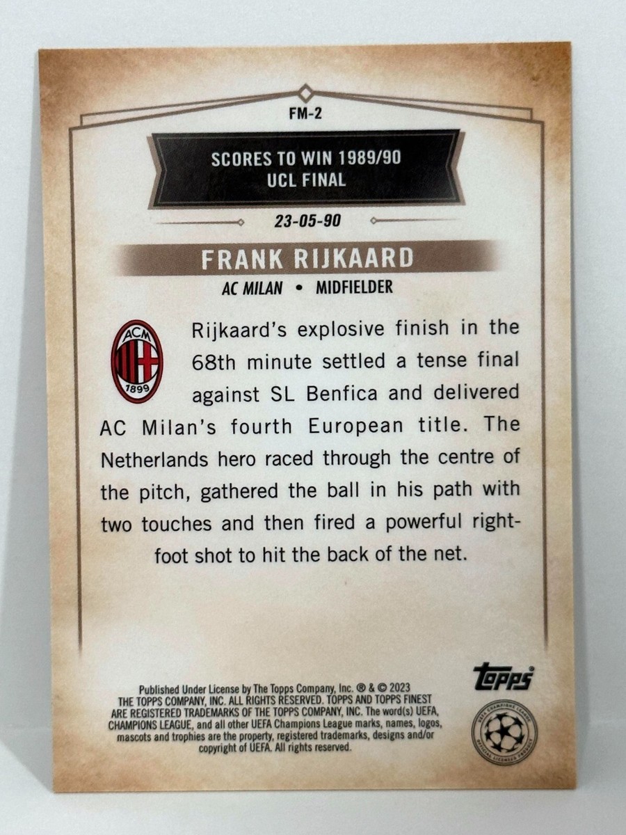 22-23 Topps Finest RIJKAARD 直筆サイン 世界100枚 2022-23 Topps Finest UCL Finest Moments AC Milan Frank
