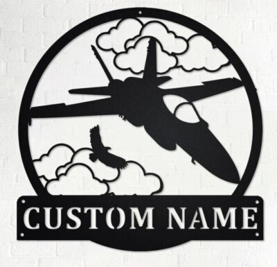 Personalized Fighter Jet metal Name Sign home Decor Decorative Wall Art gift