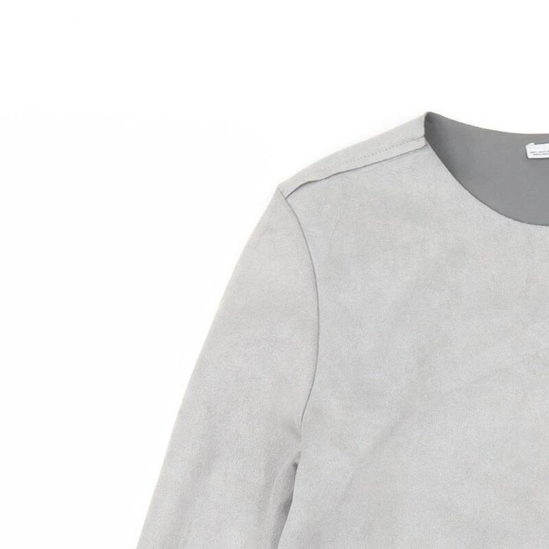 Zara Womens Grey Polyester Blend Blouse Size S - Faux Suede, Faux Fur - Image 3 of 4