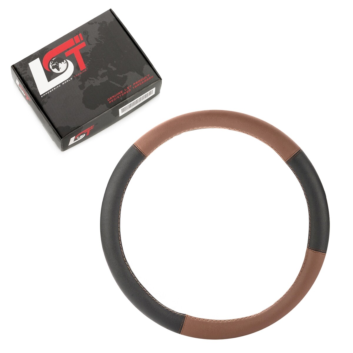 Steering Wheel Cover Ø 38x8, 2cm/15x3 Inch Braun Black for bmw 4 5er 6er 7er