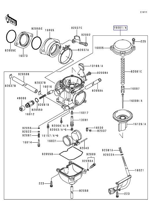 Kawasaki Bayou 300 4x4 Tune-up Kit: Carburetor, Oil / Air Filter, & Spark Plug