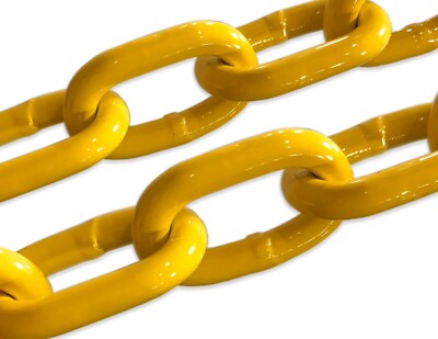 3/8'' x 50 ft Yellow Powder Coated Chain Proof Coil Grade 30 NACM 90 Gate Fence