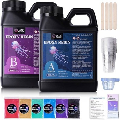 Resin Epoxy 1000 ml Epoxidharz Set, blasenfrei, 1:1, transparent mit Härter