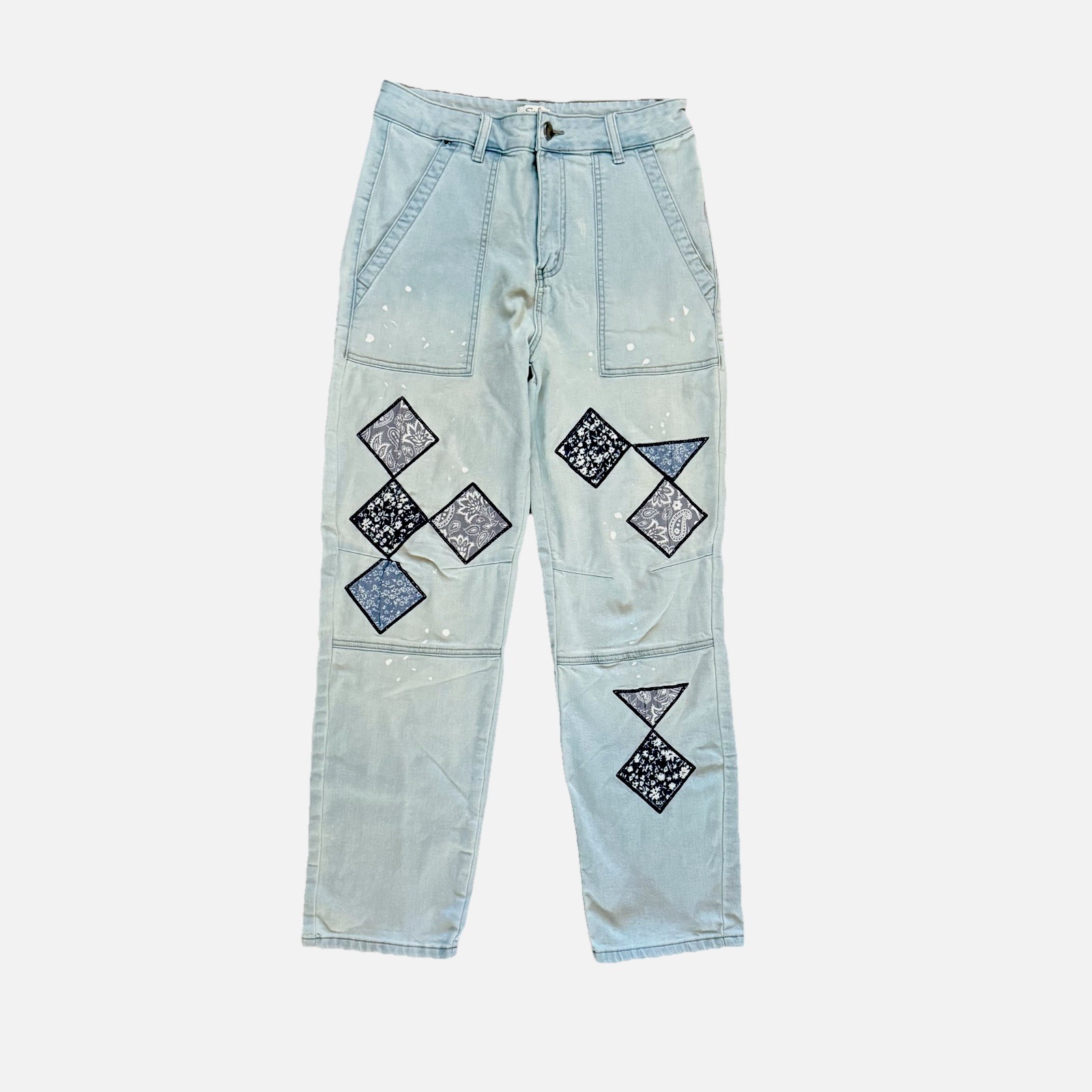 Easel Patchwork Boho Distressed Paint Splatter Ar… - image 1