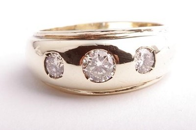 Brillant Diamant Dreier Ring 0,66ct in aus 585 er 14K Gelbgold Gr. 55 17,5mm *