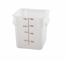 Winco Square Storage Container, 8-Quart, White