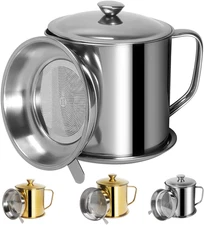 Bacon Grease Container with Strainer 1.25 L / 42 oz Strong Kitchen Catcher -grad