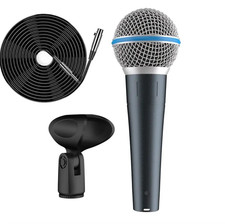 1 Set Wired Dynamic Vocal Microphone Super Cardioid Mic Cable Stand Stage KTV