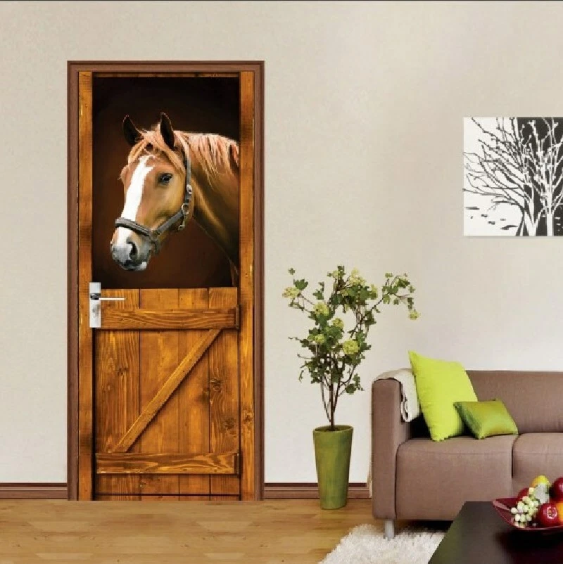 3D Ancient Rustic Barn Door Sticker Decal Self-adhesive Wrap Mural Home Decor - image 3 of 4