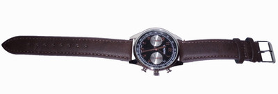 Geneva Watch - Brown Band - Black Face w/ Copper Colored Numbers & Hands - Good