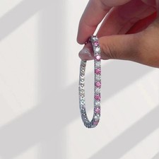 8 CT Lab Created Pink Sapphire Tennis Bracelet 14K White Gold Finish