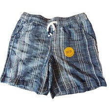 Cat  Jack Boys Blue  White Striped Cotton Pull-On Lightweight Shorts Sz XS 4-5