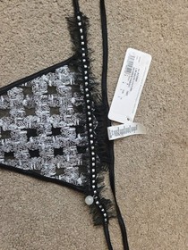 BRAND NEW LISE CHARMEL , BLACK & WHITE STRING THONG SIZE LARGE 