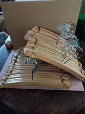 Set 45 Vintage Kids Baby Toddler Wooden Clothes Hangers 12" Wood Nursery Closet