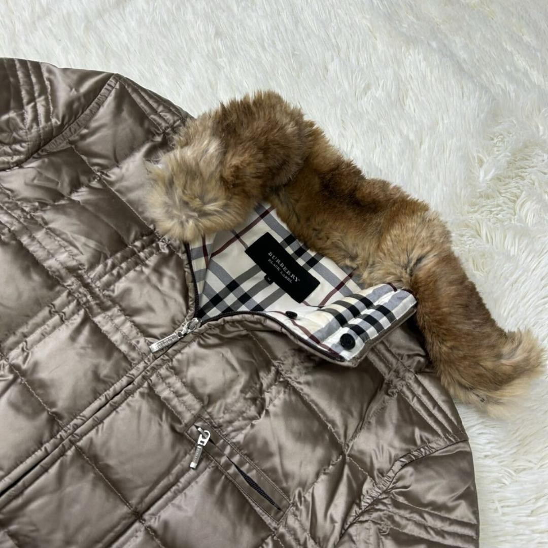 Burberry Black Label Down Jacket with Fur Beige Nylon Approx S Authentic thumbnail 3