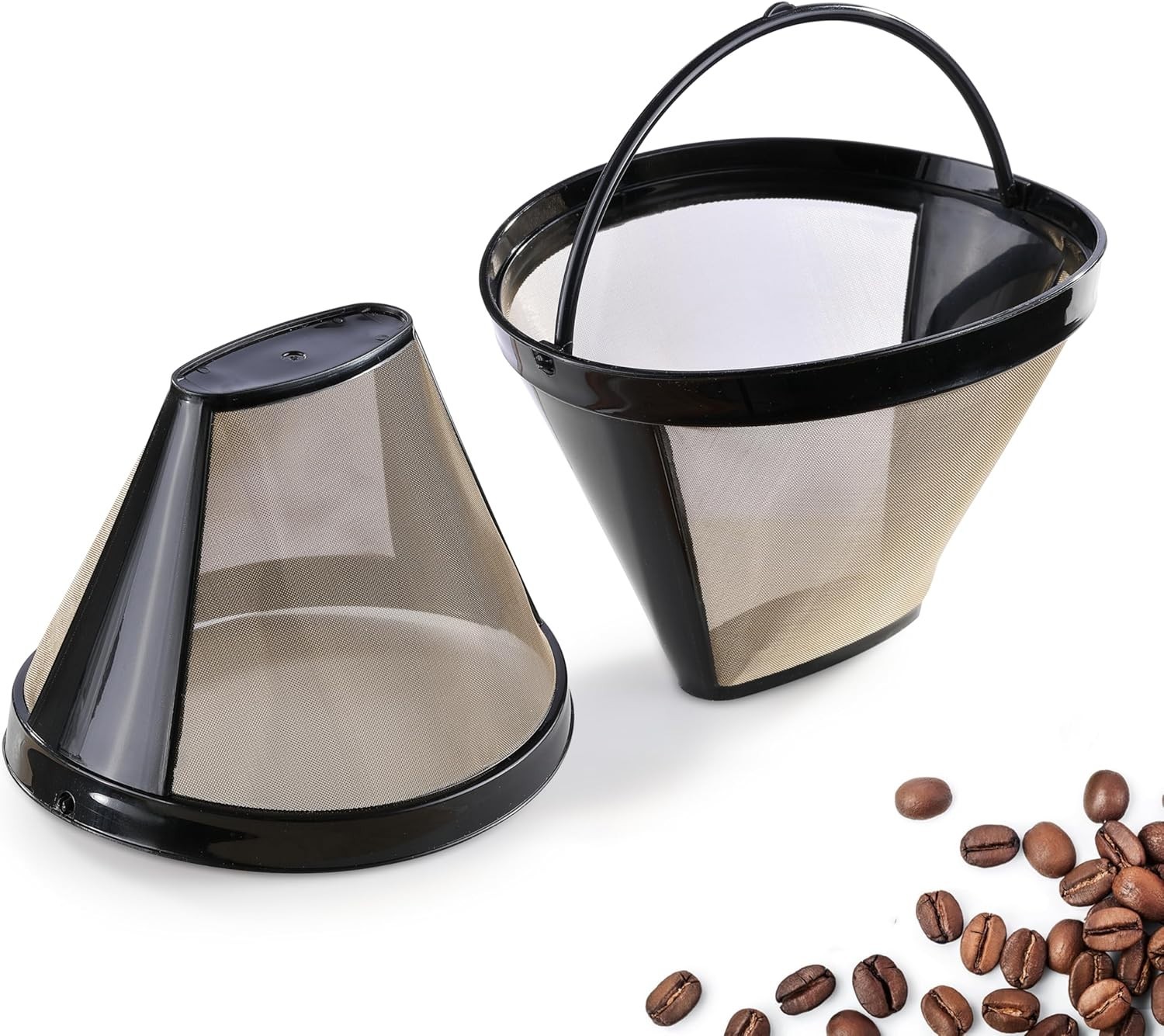2 Pack Reusable Coffee Filters Gold Metal Permanent for Cuisinart Ninja 8 12 Cup