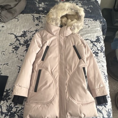 Soia & Kyo Jonelle Honey Hooded Faux Fur Trim Parka Coat Women's Size S