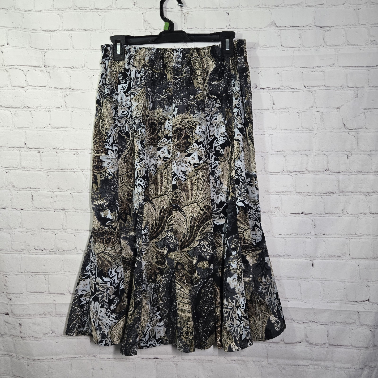 Vtg 90s Nikki Dark moody floral paisley midi Skirt Sz Lg Dark cottage goplincore