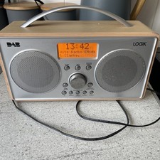 Logik L55DAB15 Portable DAB+/FM Clock Radio - Silver/Wood.