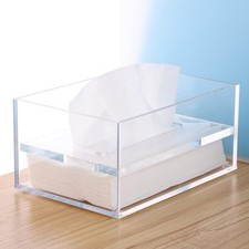 Clear Acrylic Tissue Box Cover Napkin Holder Bathroom Kitchen Towel Dispenser