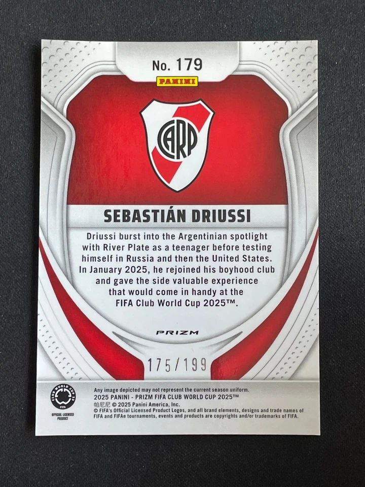 Sebastian Driussi 2025 Panini Prizm FIFA Club World Cup Red Prizm /199 #179 - Image 2 of 2