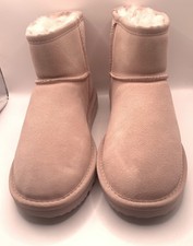 AUS WOOLI Australia Bondi Pink Water-Resistant Genuine Sheepskin Mid Calf Boots