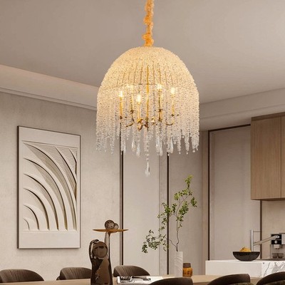 20'' K9 Crystal Chandelier Elegant French Gold Waterfall Design LED Pendant Light