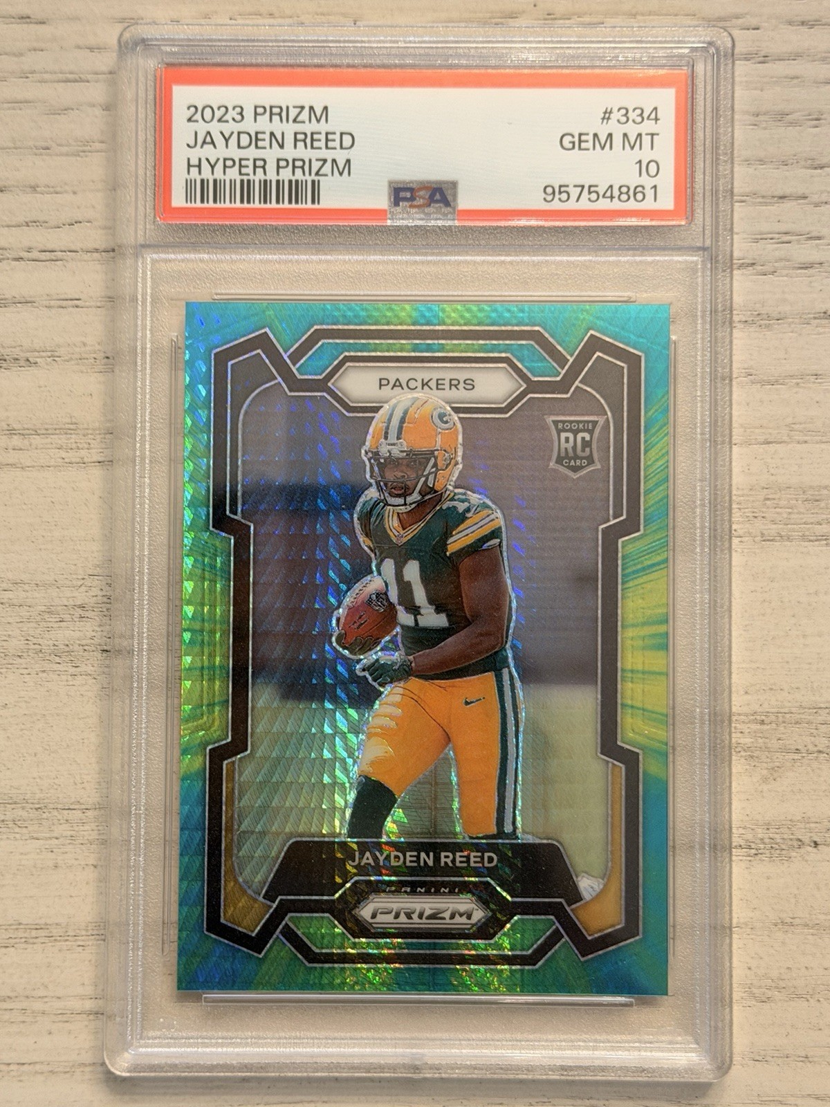 2023 Panini Prizm Jayden Reed #334 Hyper Prizm Rookie Serial /175 PSA 10 Packers