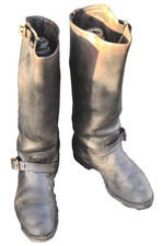 rare bottes cuir 1930 1945 vintage motard, ingénieur sangle de serrage workcloth