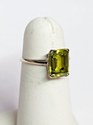 SIMPLE 14k White Gold Synthetic Yellowish Green Spinel Solitaire Rings Sz 7.25 — photo 9