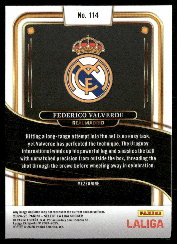 2024 PANINI SELECT LA LIGA FEDERICO VALVERDE REAL MADRID CF #114 - Image 2 of 2