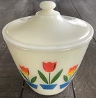 Vintage Fire King TULIP Grease Jar Bowl w/Lid Milk Glass—EXCELLENT Condition