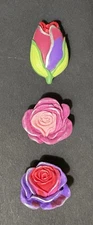 New Lot Of Three Different Flowers Snap-On Button Covers