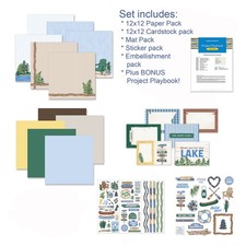 Creative Memories 5pk SET: "Lakeside Memories" 12x12 Paper, Stickers, Mats, etc