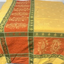 World Market Multi Color Paisley 100% Cotton Tablecloth 55”x81” Made In Portugal