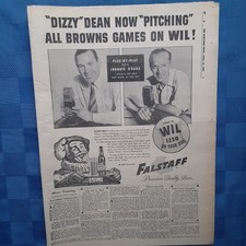 St Louis Browns WIL 1230 Radio Dizzy Dean John O'Hara 1947 Falstaff Beer