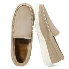 Men's Slippers House Shoes Moccasin Indoor Outdoor Slippers Brown US Size 10