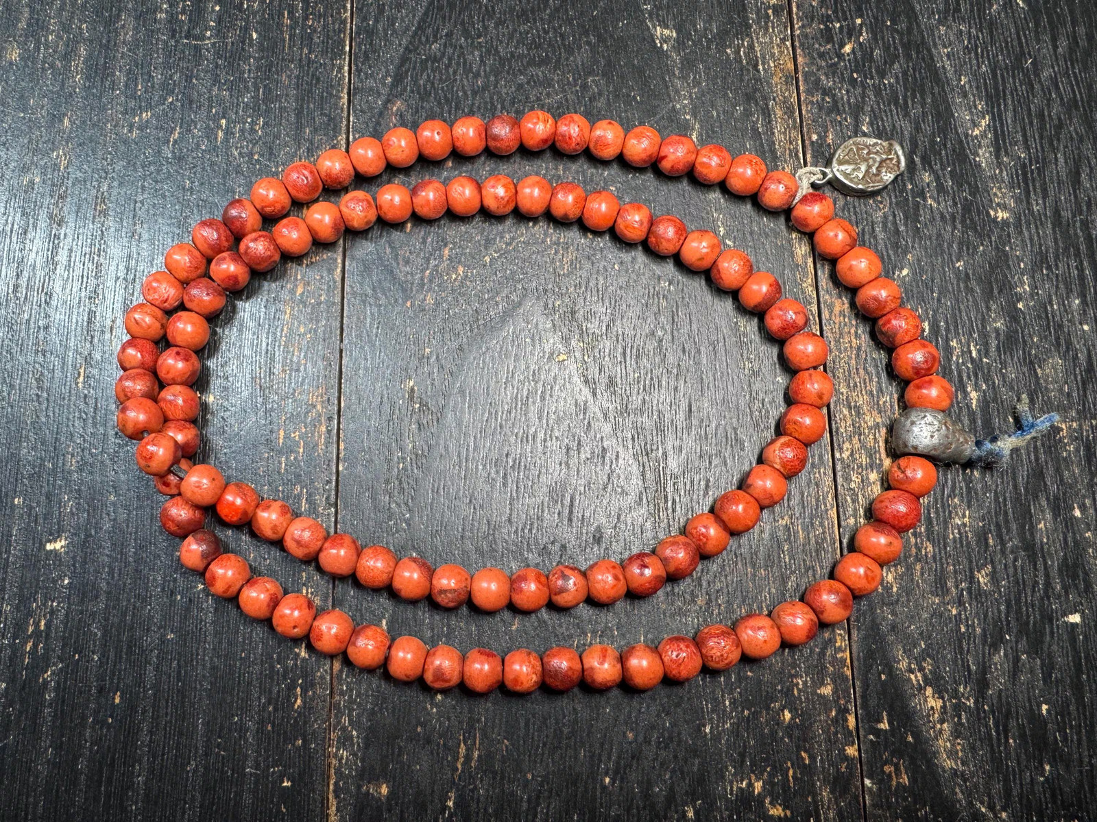 Vintage Tibetan Red Wood Mala 100 Beads 8mm Necklace with Thokcha Guru Bead