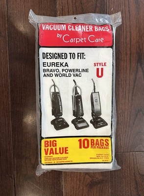 VACUUM CLEANER BAGS CARPET CARE STYLE U EUREKA BRAVO POWERLINE WORLD VAC 10 CT.