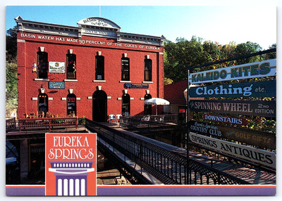 Eureka Springs Arkansas Basin Spring Bath House Building Antiques Photo Postcard
