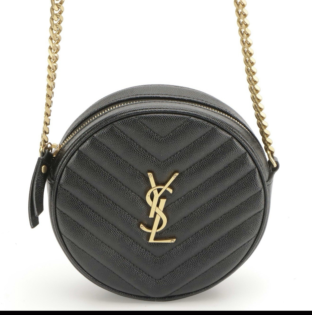 Borsa a tracolla Saint Laurent YSL rotonda trapuntata Grain de Poudre ex. Condizioni.