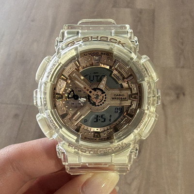 Casio G-Shock GMA-S110SR Clear Transparent Rose Gold Watch NEW w/ Box Tin