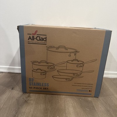 All-Clad 401488R Tri-Ply 10-Piece Stainless Steel Cookware Set for