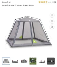 Ozark Trail 10x10 Instant Screen House Tent - 100 Sqft, UPF 50+