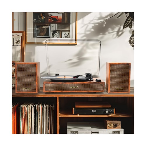 Giradischi in vinile con altoparlanti esterni, giradischi stereo vintage 3 velocità... - Foto 3 di 8