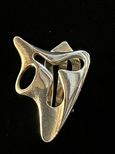 VINTAGE GEORG JENSEN STERLING SILVER SPLASH CLIP ON EARRINGS BY HENNING KOPPEL - Picture 2 of 9