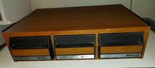 Vtg Wooden 3 Drawer 42 Cassette Tape Storage Case Box Holder Woodgrain C