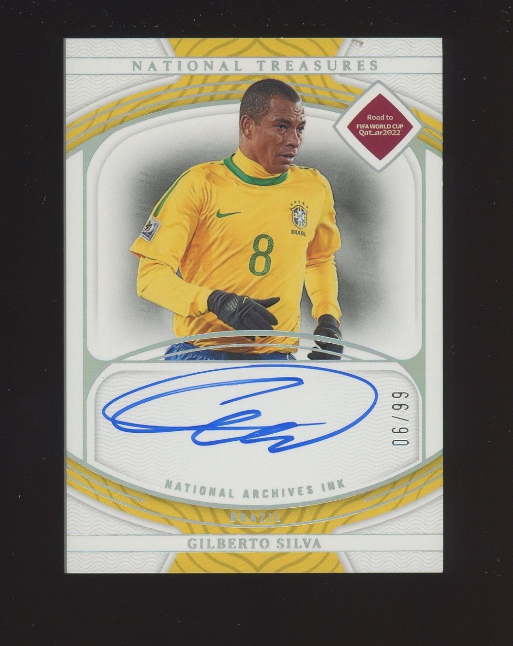 2022 National Treasures FIFA World Cup Soccer Gilberto Silva AUTO 6/99